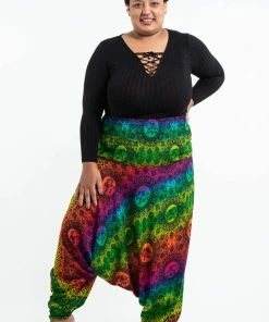 HaremPants.com Plus Size Rainbow Elephant Drop Crotch Women's Harem Pants In Green 11 HaremPants.com Plus Size Rainbow Elephant Drop Crotch Women's Harem Pants In Green
