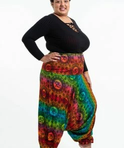 HaremPants.com Plus Size Rainbow Elephant Drop Crotch Women's Harem Pants In Orange
