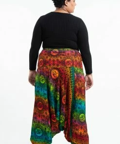 HaremPants.com Plus Size Rainbow Elephant Drop Crotch Women's Harem Pants In Orange
