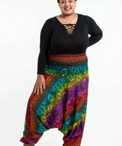 HaremPants.com Plus Size Rainbow Elephant Drop Crotch Women's Harem Pants In Purple