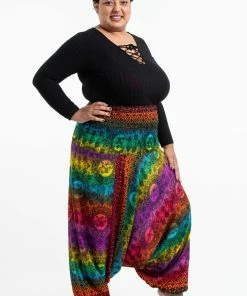 HaremPants.com Plus Size Rainbow Elephant Drop Crotch Women's Harem Pants In Purple