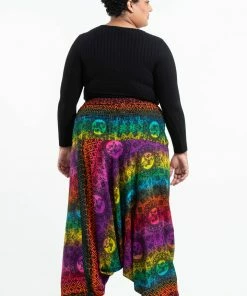 HaremPants.com Plus Size Rainbow Elephant Drop Crotch Women's Harem Pants In Purple