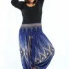 HaremPants.com Plus Size Diamond Peacock Drop Crotch Women's Harem Pants In Blue