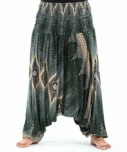 HaremPants.com Plus Size Diamond Peacock Drop Crotch Women's Harem Pants In Green