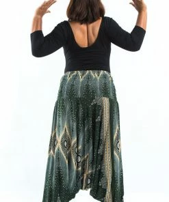 HaremPants.com Plus Size Diamond Peacock Drop Crotch Women's Harem Pants In Green