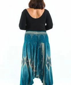 HaremPants.com Plus Size Diamond Peacock Drop Crotch Women's Harem Pants In Turquoise