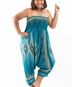 HaremPants.com Plus Size Diamond Peacock Drop Crotch Women's Harem Pants In Turquoise