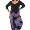 HaremPants.com Plus Size Dashiki Prints Drop Crotch Women's Harem Pants In Black