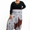 HaremPants.com Plus Size Marble Mandalas Drop Crotch Women's Harem Pants In Brown
