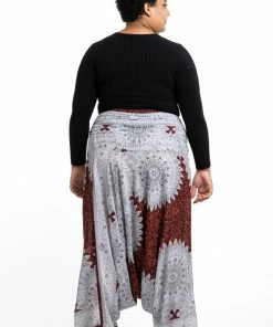 HaremPants.com Plus Size Marble Mandalas Drop Crotch Women's Harem Pants In Brown