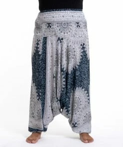 HaremPants.com Plus Size Marble Mandalas Drop Crotch Women's Harem Pants In Indigo
