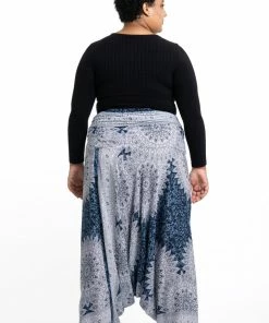 HaremPants.com Plus Size Marble Mandalas Drop Crotch Women's Harem Pants In Indigo