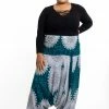 HaremPants.com Plus Size Marble Mandalas Drop Crotch Women's Harem Pants In Turquoise