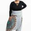 HaremPants.com Plus Size Peacock Mandalas Drop Crotch Women's Harem Pants In White