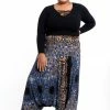 HaremPants.com Plus Size Paisley Mandalas Drop Crotch Women's Harem Pants In Gray