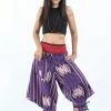 HaremPants.com Thai Hill Tribe Fabric Women's Harem Pants With Ankle Straps In Purple