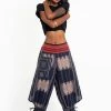 HaremPants.com Thai Hill Tribe Fabric Women's Harem Pants With Ankle Straps In Artisan Blue