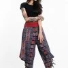 HaremPants.com Clovers Thai Hill Tribe Fabric Women's Harem Pants With Ankle Straps In Blue