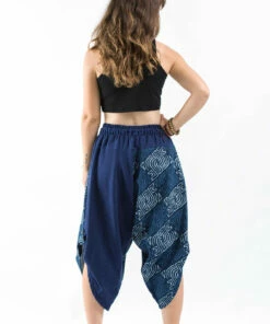 HaremPants.com Two Tone Maze Prints Women's Three Quarter Pants In Blue