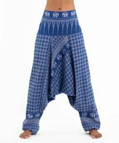 HaremPants.com Hill Tribe Elephant Women's Elephant Pants In Blue