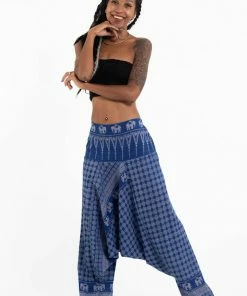 HaremPants.com Hill Tribe Elephant Women's Elephant Pants In Blue