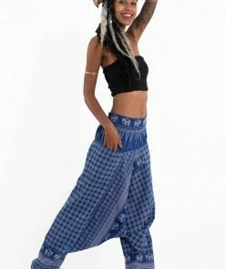 HaremPants.com Hill Tribe Elephant Women's Elephant Pants In Blue