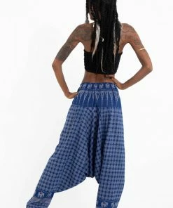 HaremPants.com Hill Tribe Elephant Women's Elephant Pants In Blue