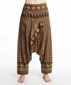 HaremPants.com Hill Tribe Elephant Women's Elephant Pants In Brown