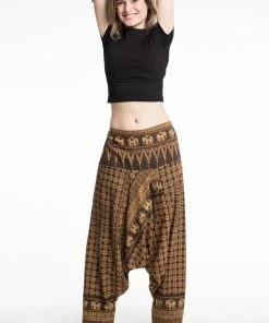 HaremPants.com Hill Tribe Elephant Women's Elephant Pants In Brown