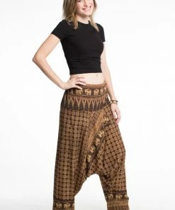 HaremPants.com Hill Tribe Elephant Women's Elephant Pants In Brown