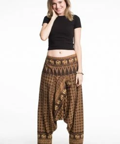 HaremPants.com Hill Tribe Elephant Women's Elephant Pants In Brown
