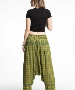 HaremPants.com Hill Tribe Elephant Women's Elephant Pants In Green