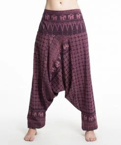 HaremPants.com Hill Tribe Elephant Women's Elephant Pants In Purple