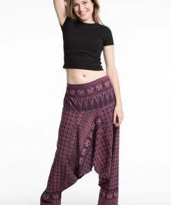 HaremPants.com Hill Tribe Elephant Women's Elephant Pants In Purple