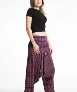 HaremPants.com Hill Tribe Elephant Women's Elephant Pants In Purple
