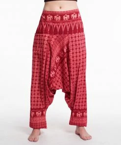 HaremPants.com Hill Tribe Elephant Women's Elephant Pants In Red