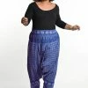 HaremPants.com Plus Size Hill Tribe Elephant Women's Elephant Pants In Blue