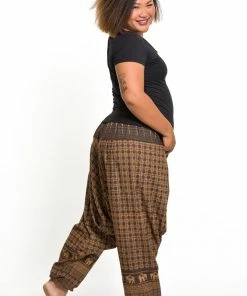 HaremPants.com Plus Size Hill Tribe Elephant Women's Elephant Pants In Brown