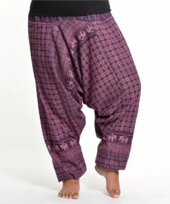 HaremPants.com Plus Size Hill Tribe Elephant Women's Elephant Pants In Purple
