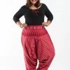 HaremPants.com Plus Size Hill Tribe Elephant Women's Elephant Pants In Red