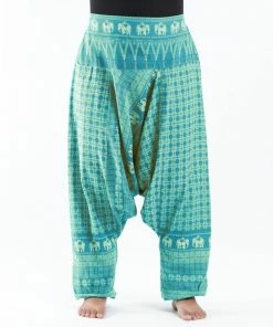 HaremPants.com Plus Size Hill Tribe Elephant Women's Elephant Pants In Turquoise