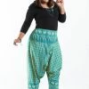 HaremPants.com Plus Size Hill Tribe Elephant Women's Elephant Pants In Turquoise