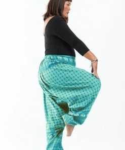 HaremPants.com Plus Size Hill Tribe Elephant Women's Elephant Pants In Turquoise