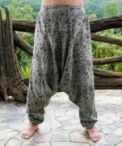 HaremPants.com Plus Size Hill Tribe Paisley Print Women's Harem Pants In Black