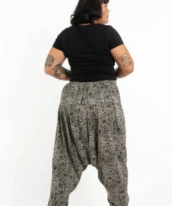 HaremPants.com Plus Size Hill Tribe Paisley Print Women's Harem Pants In Black