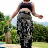 HaremPants.com Plus Size Hill Tribe Koi Fish Print Women's Harem Pants In Black