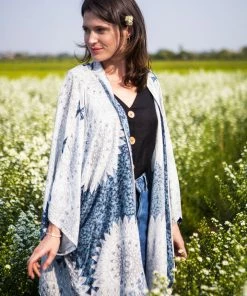 HaremPants.com Women's Marble Mandalas Kimono Cardigan In Indigo