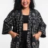 HaremPants.com Women's Japanese Print Cotton Kimono Cardigan In Black