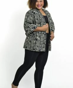 HaremPants.com Women's Elephant Print Cotton Kimono Cardigan In Black