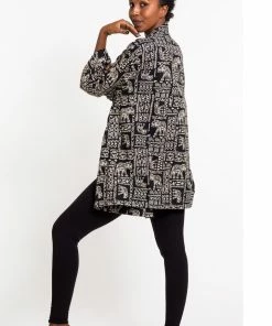 HaremPants.com Women's Elephant Print Cotton Kimono Cardigan In Black